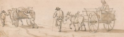Zweirädriger Wagen und Figuren von Paul Sandby